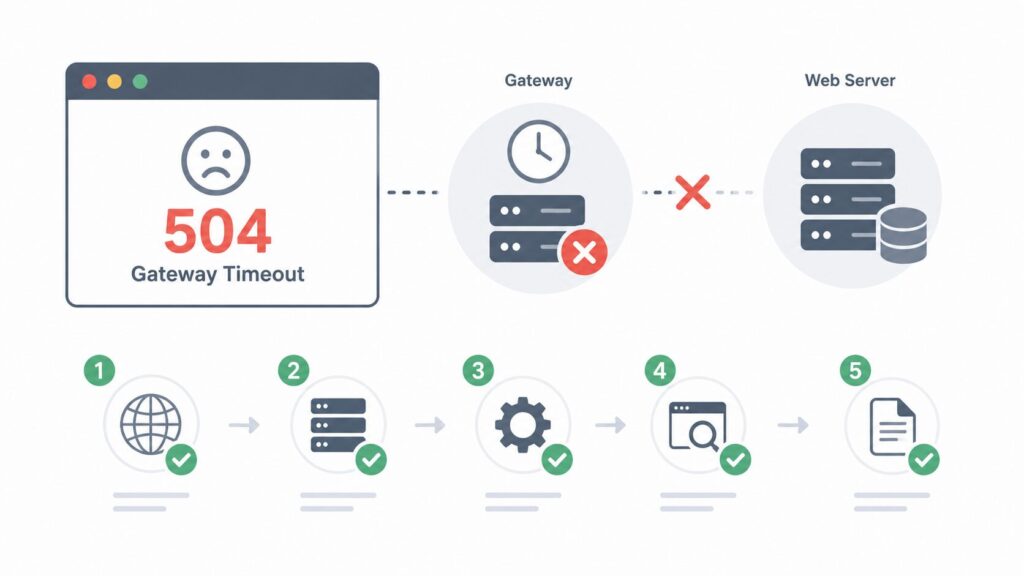 504 Gateway Timeoutとは？サイトが表示されない時の原因と確認手順