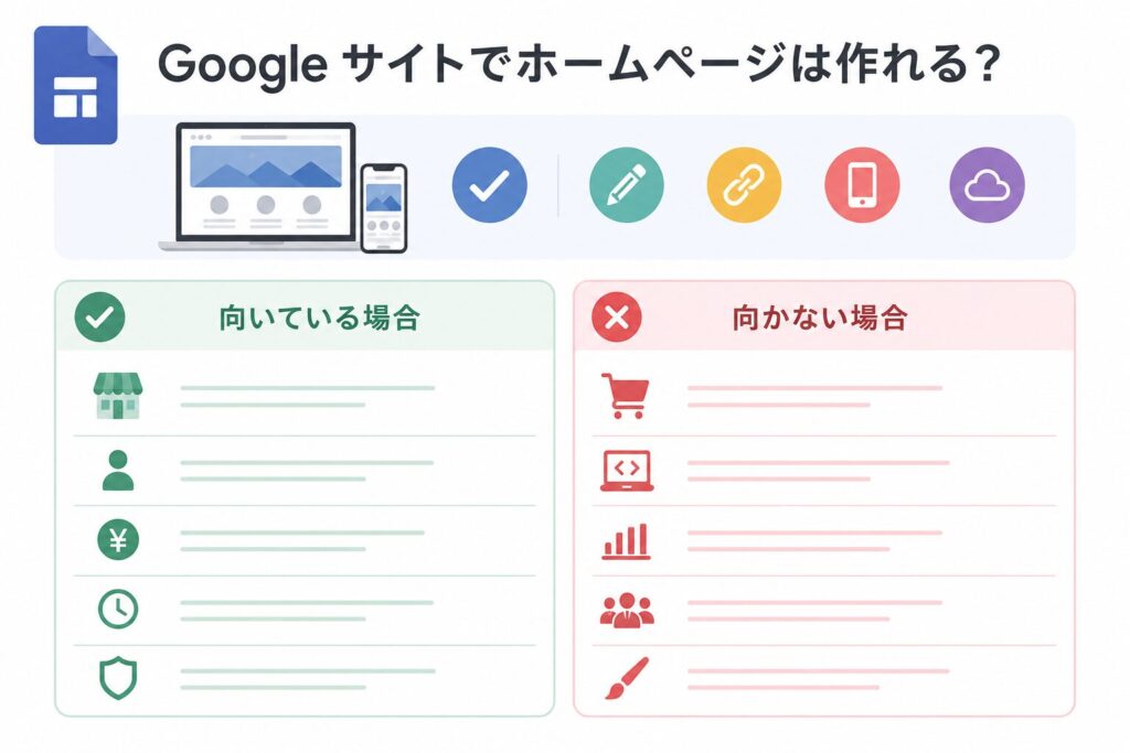 Googleサイトでホームページは作れる?小規模事業者に向く場合・向かない場合